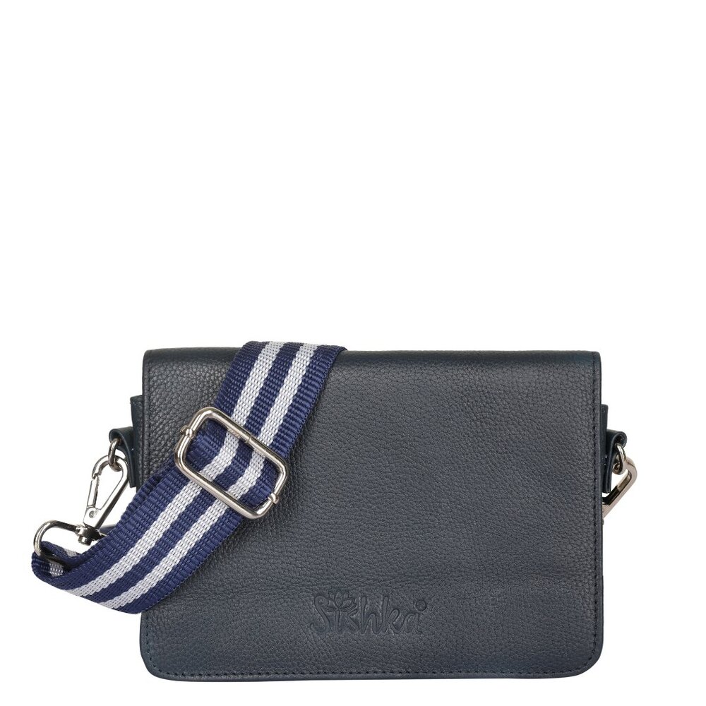 Leather Blue Crossbody Shoulder Bag – Sling Messenger Bag for Work, Daily Use